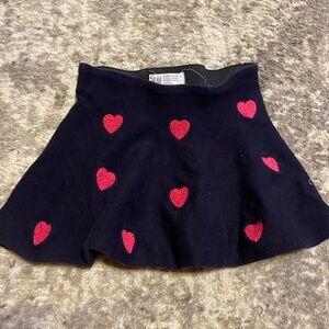 H&M Toddler Girls Black Skater Skirt with Red Hearts